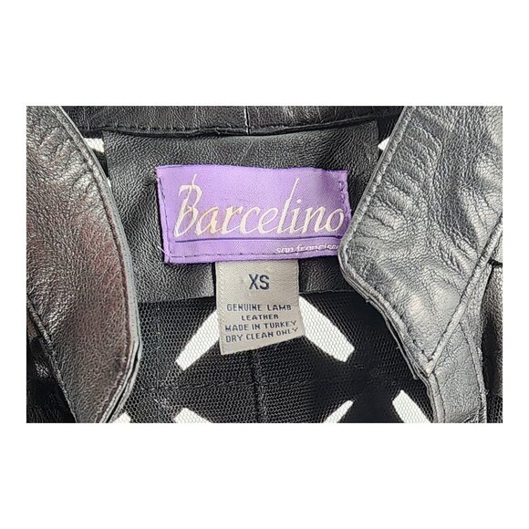 BARCELINO Vintage Genuine Lamb Cut Out Black Jacket Trench Coat - Picture 10 of 10